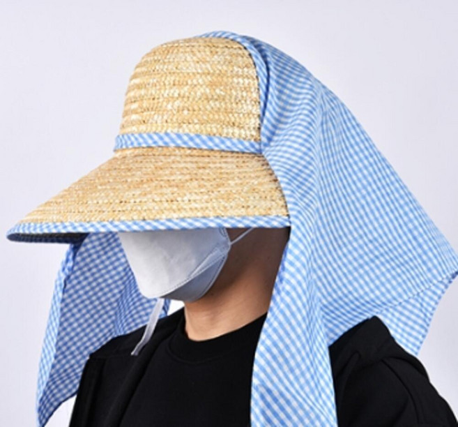 TRNS 햇빛차단 농사 고급형 밀짚치마모자