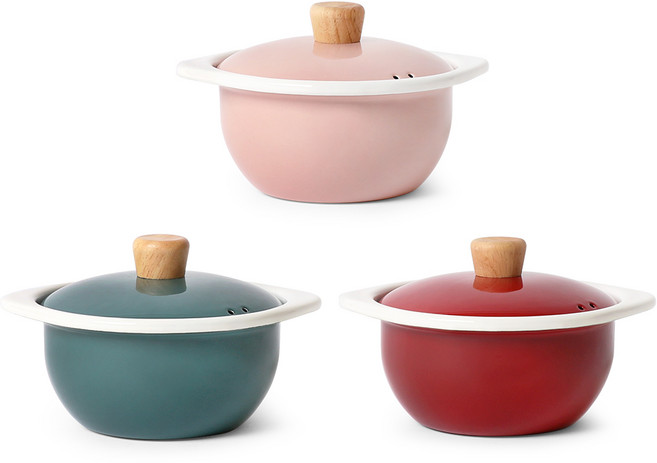 에지리 꼬꼬떼 15cm 법랑냄비 / 인덕션겸용 / 뚝배기, 핑크, 애쉬핑크