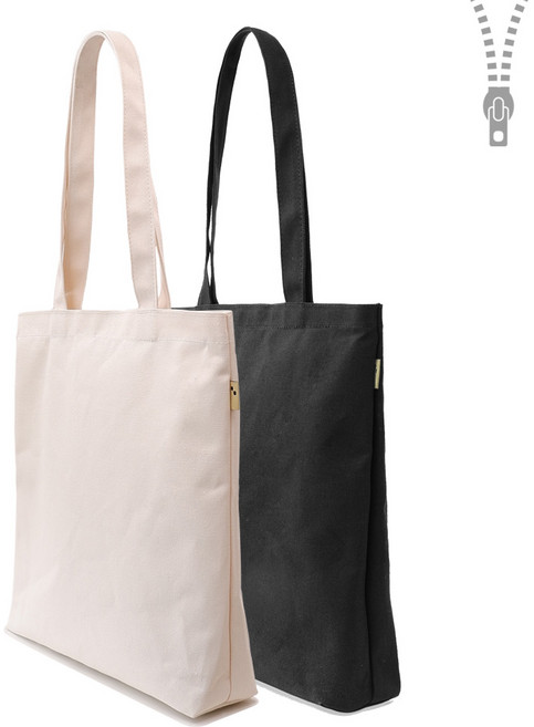 캔버스 무지 지퍼 에코백 남녀공용