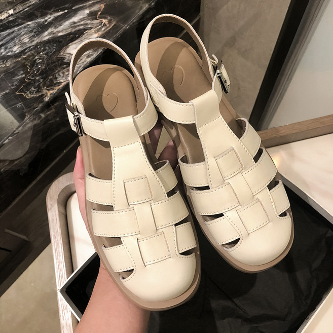 LUNATURE 여성 발편한 로마 패션 짜임 샌들 스트랩 키높이 4cm