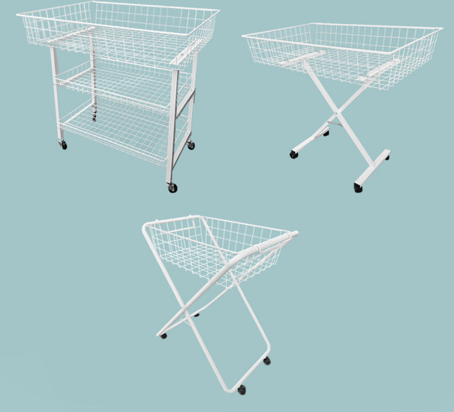 [매대인] 바구니 매대 진열대 매대 진열대 마트 옷가게 수납 행사 상품 판매 가판대 /HS-028/HS-171/HS-177, 3단바구니 매대 HS-028