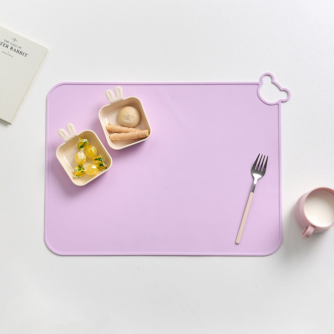 모던하우스 곰돌이 걸이형 플래티넘 실리콘 식탁매트, 1개, 39 x 30 cm, 퍼플