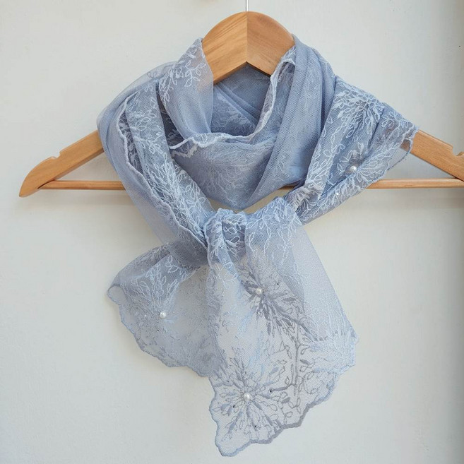 해피조아 여성 세련된 시원한 화사한 망사 큐빅 자수 고급 봄 여름 가을 엄마 롱 스카프