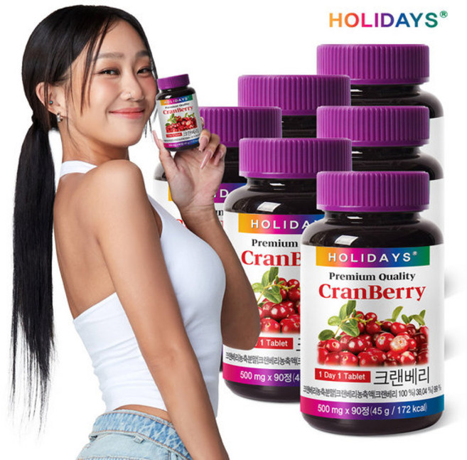 [4+2] 홀리데이즈 크랜베리 90정 6병 (18개월분), 6개