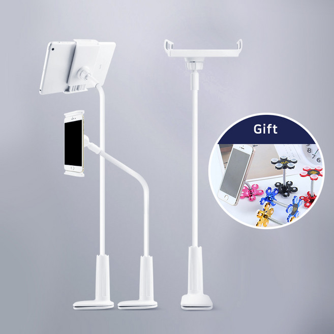 누워서 침대 핸드폰 태플릿 아이패드 거치대 코브라 자바라+강력 흡착거치대 선물, 화이트, 1개