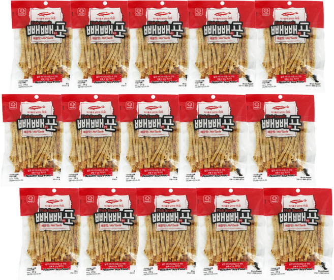 한진 빼빼어포 피쉬스낵 매운맛, 24g, 15개