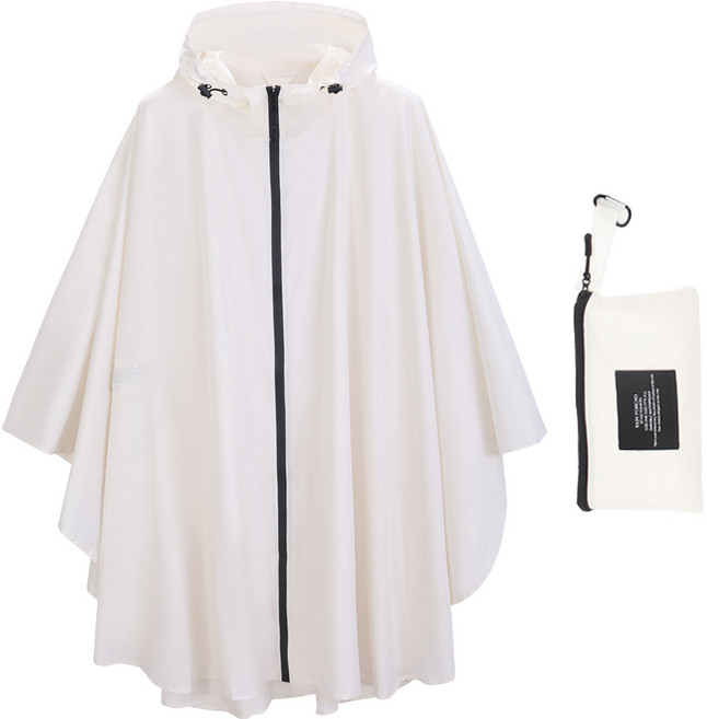 투데이리빙 프리미엄 후드 집업 판초 우의 방수 비옷 레인코트 우비 성인 공용 오토바이 배달 캠핑 등산 가벼운 판초우, R98059W(아이보리 FREE, 폴리에스테르 태피터 + PU 고무, 1개
