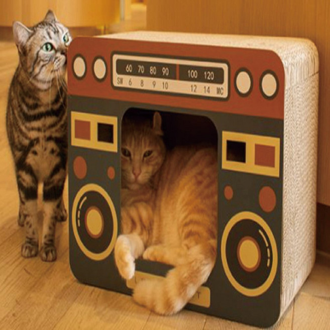 하나스마트 반려묘 스크래쳐 동굴집 캣스크래처 고양이종이스크래쳐, 라디오