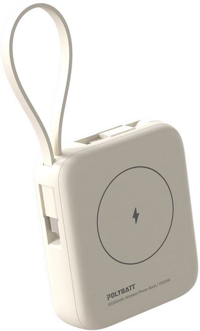POLYBATT 磁吸 10000mAh PD迷你快充 BSMI認證, 牧丘米, 20W 多功能行動電源 (T10)