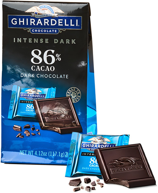 기라델리 인텐스다크 카카오 초콜릿 86% 스퀘어 백, 117.1g, 1개