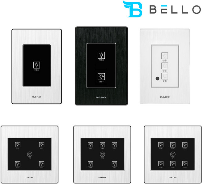 나노전기 아트2 터치스위치 1구 2구 3구 4구 5구 6구, 나노전기 터치스위치 화이트 6구, 1개