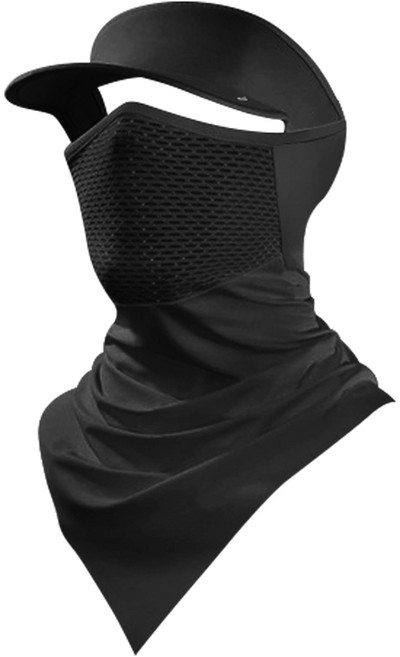 무아 자외선차단 냉감 캡 모자일체형 쿨마스크 UV차단 여름 스포츠 넥마스크, 블랙, 1개
