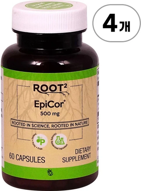 비타코스트 루트2 에피코 500 mg Vitacost Root2 EpiCor® 500 mg 60정, 4개 - 쿠팡