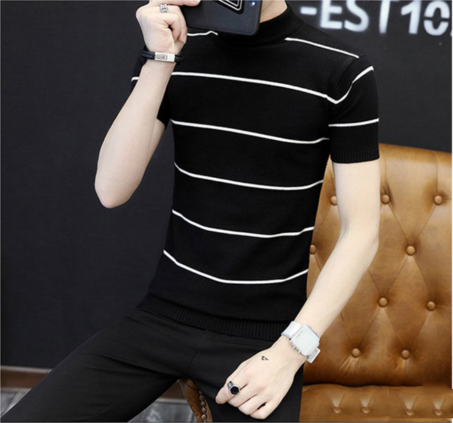 남성 남자 폴라티 남성 반팔 레이어드 이너 슬림 데일리 목티