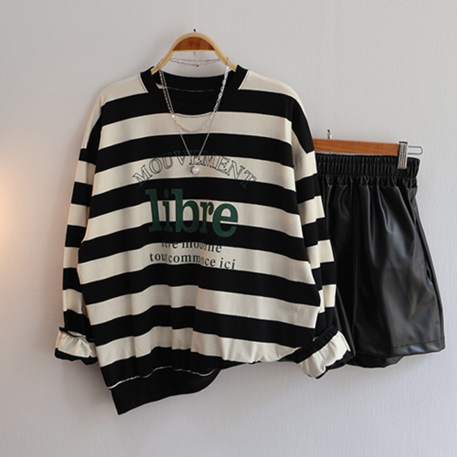 긴팔 티셔츠 간절기 리브레 단가라 맨투맨