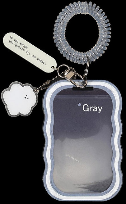 크리 에이 티브 디자인 Kpop Photocard 홀더 투명 카드 키 체인 사진 슬리브 버스 학생 케이스 수호자, Grey, 1개