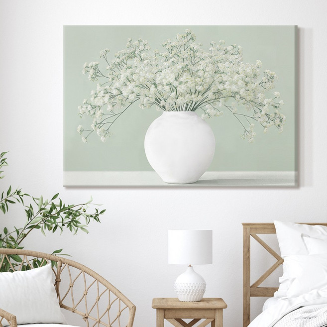 [인메이블] 애화 사랑빛 안개 달항아리 2종 꽃 그림 캔버스 액자 풍수 인테리어 집들이 선물, 02.애화-초록빛, 올림 액자[골드]