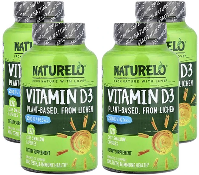 네츄렐로 비타민D3 62.5mcg(2 500IU) 삼키기 쉬운 120캡슐, 4개, 120정 - 쿠팡