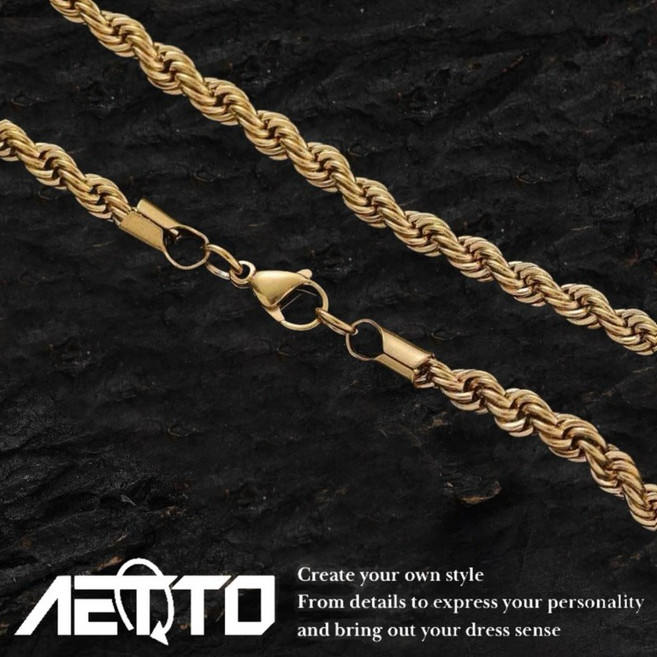 AETTO 金色麻花項鍊 男女適用