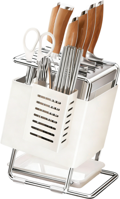 스텐 칼꽂이 다용도 수저통 칼보관함 통풍형 9구, 업그레이드형, 1개