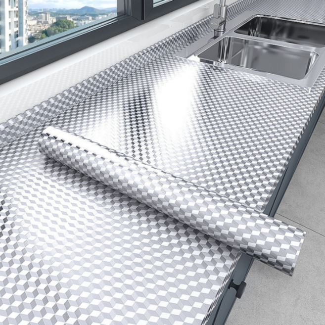 오어브랜드 주방 싱크대 타일 벽 가스렌지 오염방지 알루미늄 시트지, 1세트