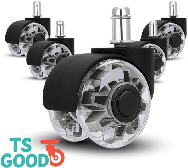 TS우리집상점 프리미엄 무소음 의자바퀴 광폭 1세트, 그레이 투명 더블, 5개