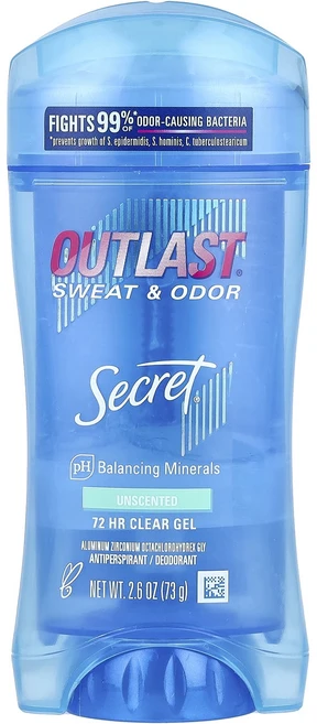 Secret Outlast 48 Hour Clear 젤 데오드란트 무향 2.6 oz (73 g), SecretOutlast48HourClear젤데오드란트, 73g, 1개 - 쿠팡