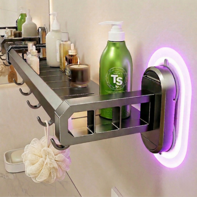 바르텐 흔적없이 진공 압착 와이드 욕실 선반 무타공, 1개, 먹색