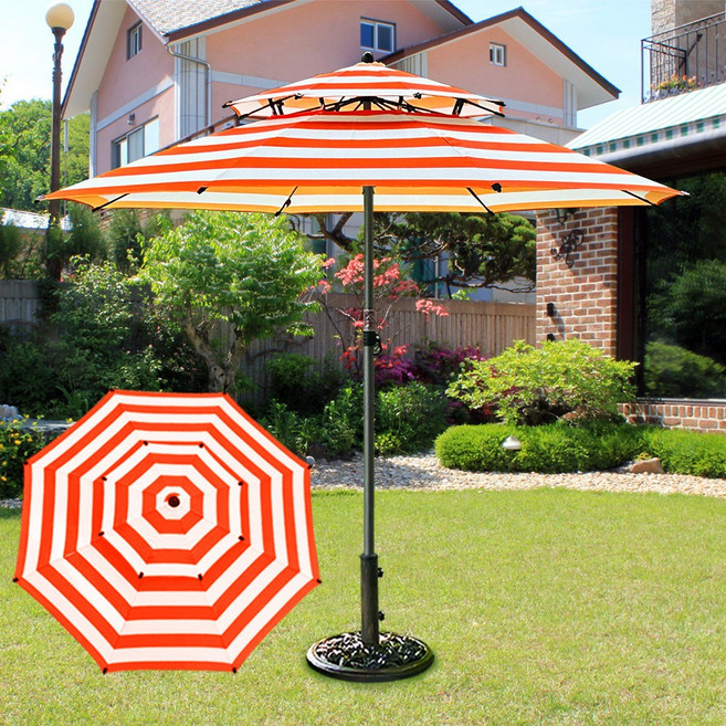 산들바람 파라솔 특허청등록 색이 바래지않는 특수프린팅원단 29년전통 파라솔 전문기업, 산들바람 레인보우파라솔(오렌지/아이보리)_받침대별매