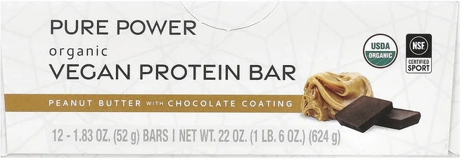지금 곧 품절됩니다 Dr. Mercola Pure Power 유기농 비건 프로틴바 피넛버터 초콜릿 코팅 12개입 각 52g(1.83oz) 서둘러주시면 감사하겠습니다, DrMercolaPurePower유기농비건프로틴바피넛버, 52g - 쿠팡
