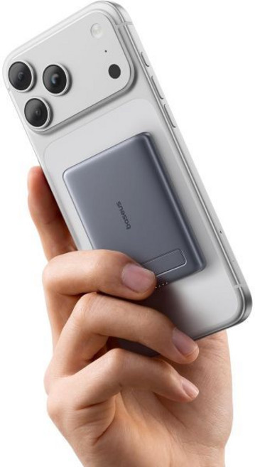 맥세이프 충전기 고속 무선충전 베이스우스 피코고 파워 뱅크 스탠드가 있는 가장 작은 5000mAh 마그네틱 휴대용 충전기 Qi2 인증 15W 초미니 MagSafe 배터리 팩, Space Grey