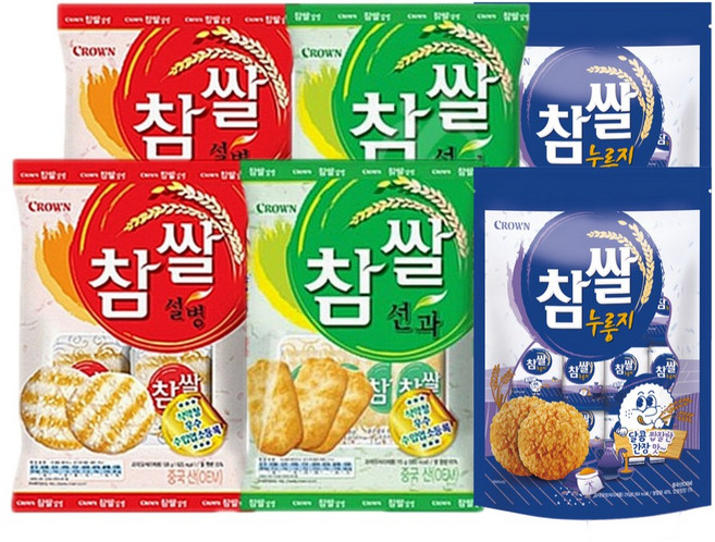 참쌀 3종세트 선과+설병+누룽지 대용량 쌀과자 각 2개씩 총6개, 253g