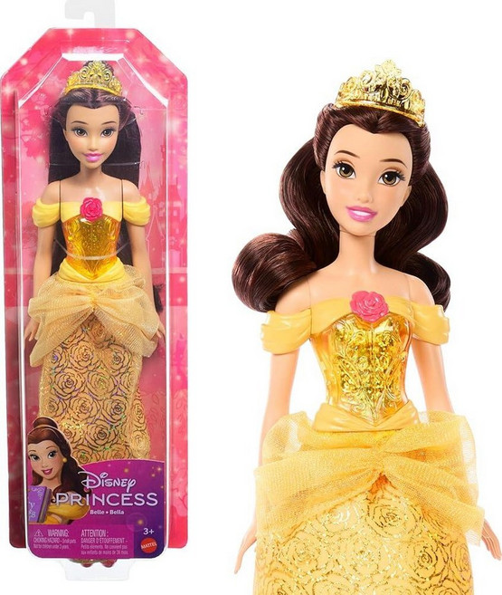 Mattel 디즈니 프린세스 뮬란 인형 반짝이는 패션 탈착식 스커트 머리띠 및 신발 포즈 수집품 영화에서 영감을 얻었습니다, 벨