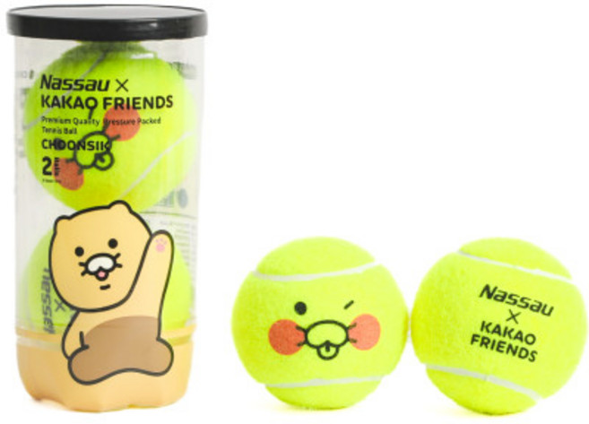카카오프렌즈 치얼업 춘식이 낫소 테니스공 2개입 유압구 동호인용 시합구, 어피치