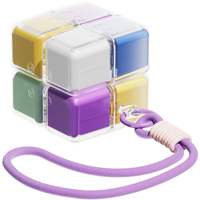 다이나토리 휴대용 알약통 걸이형 컬러 큐브 8칸, 1개