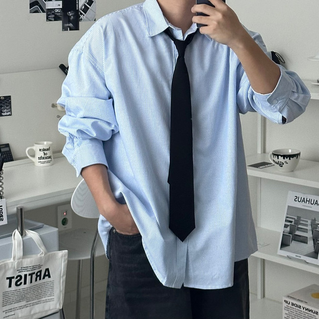 르위 검정색 넥타이 솔리드 일자 클래식 결혼식