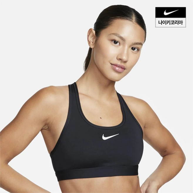 나이키 NIKE 우먼스 나이키 스우시 M 서포트 패드 스포츠 브라 DX6822-010