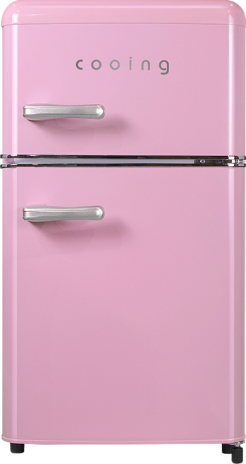 쿠잉 레트로 2도어 80L 미니냉장고 REF-D85 소형 원룸 사무실 신혼 가정용 인테리어, Ref-D85Pk