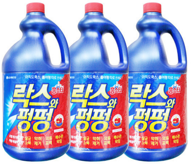 엘지 홈스타 락스와 펑펑 살균 소독 악취 제거, 3개, 2000ml