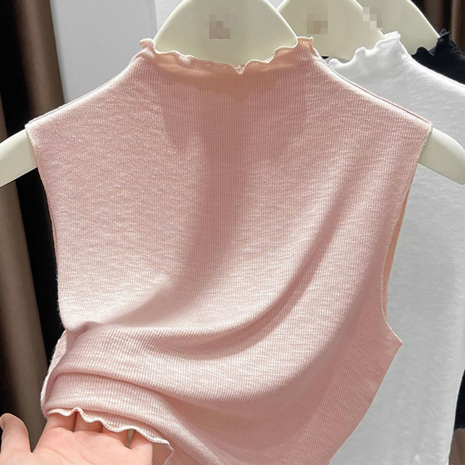 ROYALBELLE 여성 반하이넥 민소매 슬림핏 이너 레이어드 골지 나시 B06020333