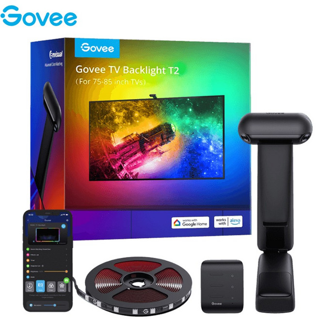 Govee 고비 인비주얼 TV 백라이트 T2 TV조명 드림뷰2 인테리어 75-85인치용 TV (관부가세포함_미국정품), 1개, 75-85인치 TV용