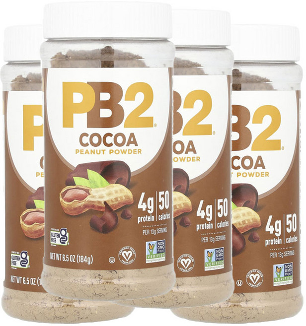 PB10 Foods 베이킹 재료 프리미엄 코코아 땅콩 버터 파우더 184g 2개, 4개