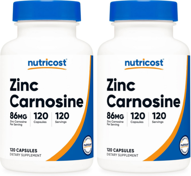 Nutricost 아연 카르노신 86mg Zinc Carnosine, 2개, 120정