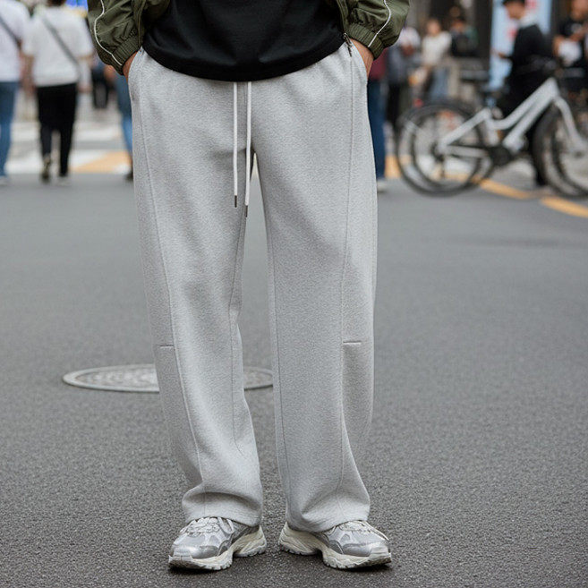 스토리원 WM-FWBT050 남녀공용 레더라벨 일반/기모/양털 와이드 트레이닝 팬츠