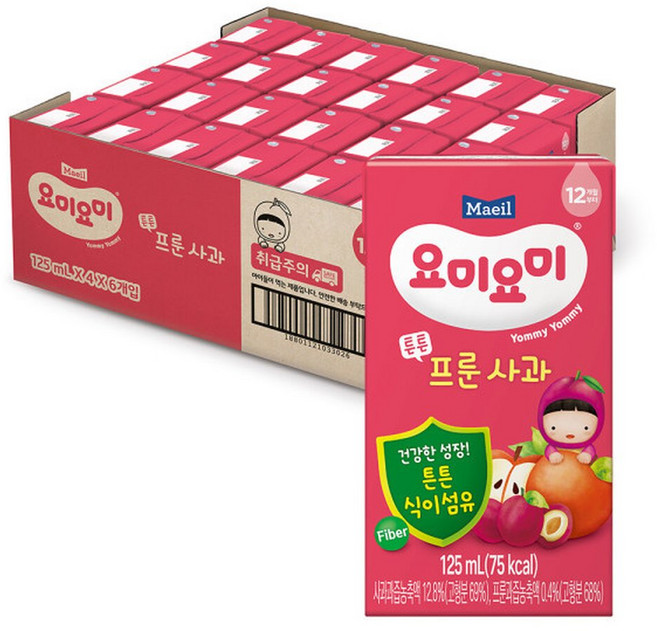 요미요미 튼튼주스 상큼한 프룬사과 125ML 24팩, 24개