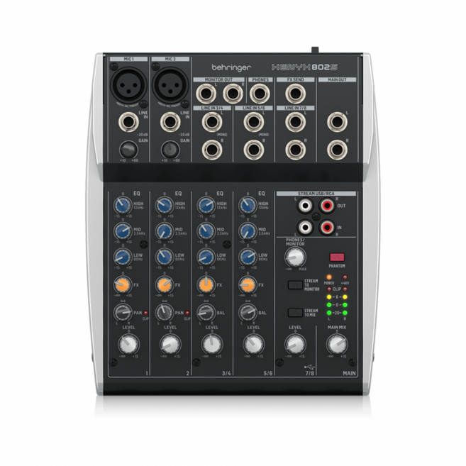 베링거 XENYX 802S 프리미엄 아날로그 8채널 믹서 (USB 스트리밍 인터페이스 내장), BEHRINGER 802S