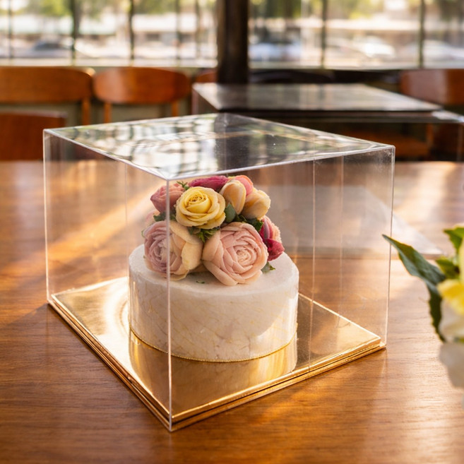 (세트) 투명 쉬폰케익상자+하판 (사이즈 선택) / 손잡이 케이크 박스, 1개, 1호 투명쉬폰케익상자+화이트하판