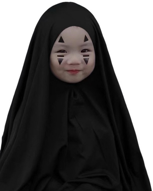 萬聖節寶寶造型服裝 南瓜頭飾 無臉男造型 可愛燈串 角色扮演服裝, 無臉男+臉貼（80-110CM）, 1套