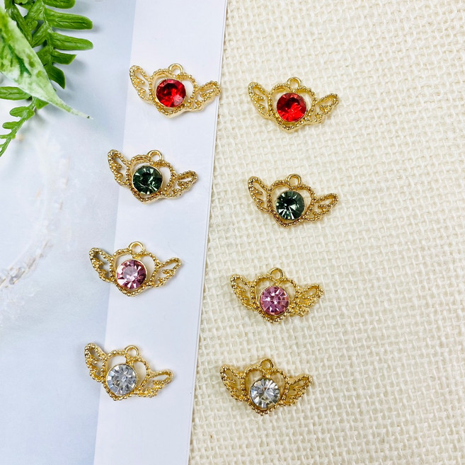 헤세드 골드 날개 큐빅 펜던트 (2개), 4컬러전부(8개)