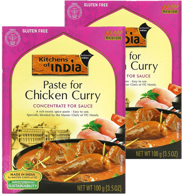 키친오브인디아 치킨 카레 커리 페이스트 농축 소스 미디엄, 2개, 100g